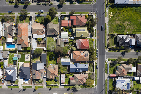 Victorian housing demand - aerial shot of Victorian suburb 